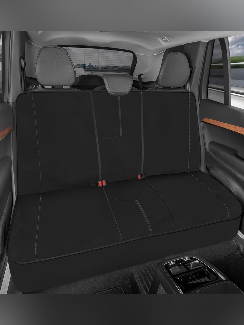 SpillGuard Neoprene Rear Seat Protector - Waterproof Bench Cover for Cars - dogs